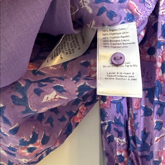 EMERSON FRY India Collection Violet Wildflower Organic Emmaline Blouse SzS NWOT - Picture 4 of 5
